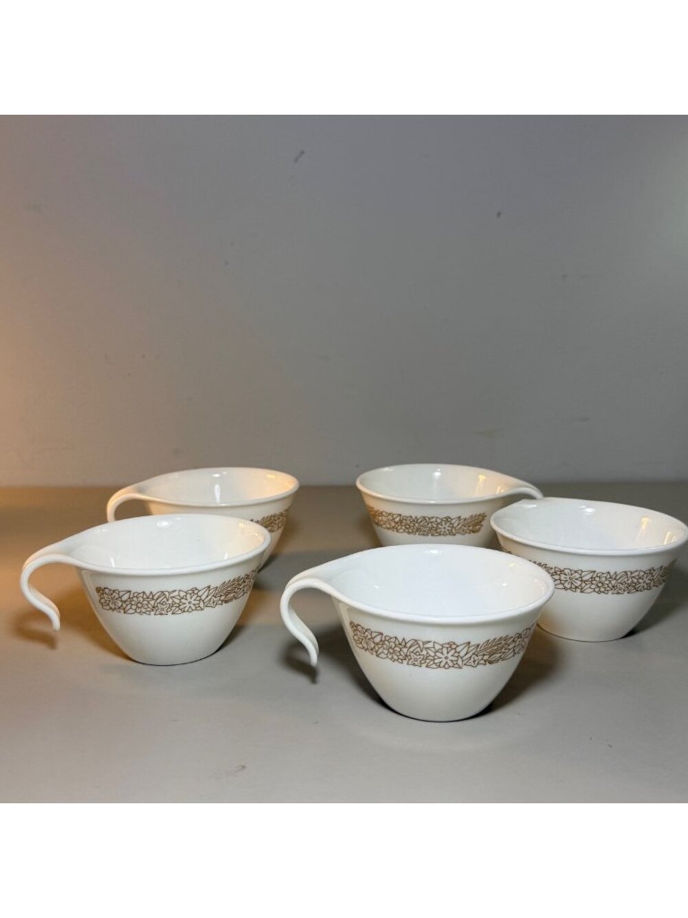 Vintage Corelle Corning Ware Woodland Brown Set Of 5 Cups 1970's